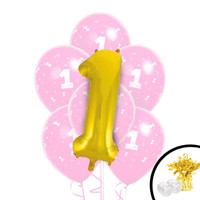 Pink/Gold 1st Birthday Balloon Bouquet