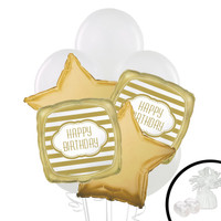 Gold and White Balloon Bouquet