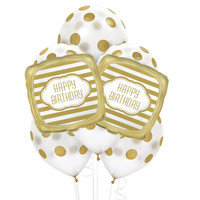 Gold & White 8 pc Balloon Kit