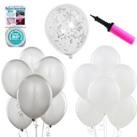 Ombre Balloon Kit - Silver & White