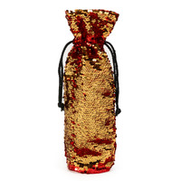 Red & Gold Reversible Sequin Wine Bag