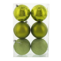 Bright Green 120mm Ball Ornament Set (6)