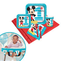 Mickey Mouse 1st Birthday Tableware & High Chair Kit