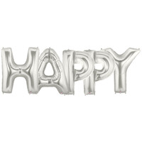 Jumbo Silver Foil Balloons-HAPPY