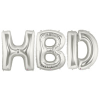 Jumbo Silver Foil Balloons-HBD