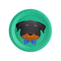 Puppy Dog Paw-ty Teal Rottweiler Dessert Plate (8)