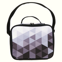 Black & White Fractal Canvas Lunch Tote