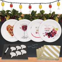 Wine Party 32 pc Appetizer Pack w/ Chalkboard Runner Cheese Board & Décor