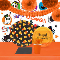 Halloween Candy Corn 16 Guest Tableware & Room Decor Kit