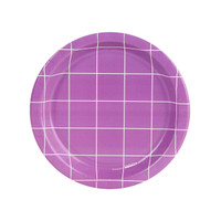 Fancy Floral Purple Grid Dessert Plate (8)