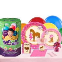 Western Cowgirl 16 Guest Party Pack and Helium Kit