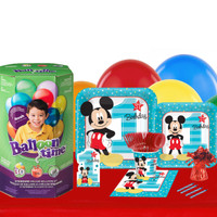 Disney Mickey Mouse 1st Birthday 16 Guest Party Pack and Helium Kit