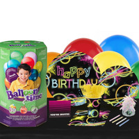 Glow Party 16 Guest Party Pack and Helium Kit