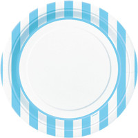 Powder Blue Stripe Dinner Plates