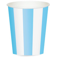 Powder Blue Stripe 12 oz. Paper Cups