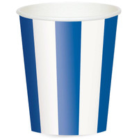 Royal Blue Stripe 12 oz. Paper Cups