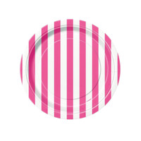 Hot Pink Stripe Dessert Plates