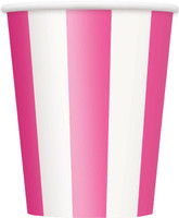 Hot Pink Stripe 12 oz. Paper Cups