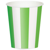 Lime Green Stripe 12 oz. Paper Cups