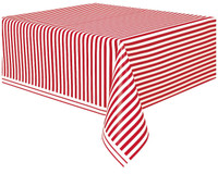 Red Stripe Plastic Tablecover