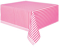 Hot Pink Stripe Plastic Tablecover