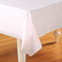 Pink Stripe Plastic Tablecover