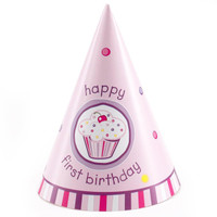 Girl's Lil' Cupcake 1st Birthday Cone Hats