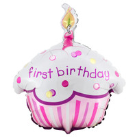 Girl's Lil' Cupcake 1st Birthday Foil Balloon