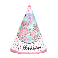 Pink Poodle in Paris 1st Birthday Cone Hats