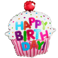 Happy Birthday Pink Cupcake Jumbo Foil Balloon