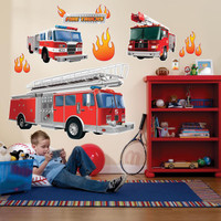 Fire Trucks Giant Wall Decals