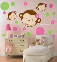 Pink Mod Monkey Giant Wall Decals