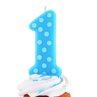 Blue 1st Birthday Polka Dot Candle