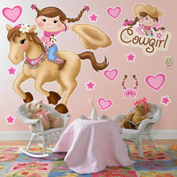 Pink Cowgirl Giant Wall Decals
