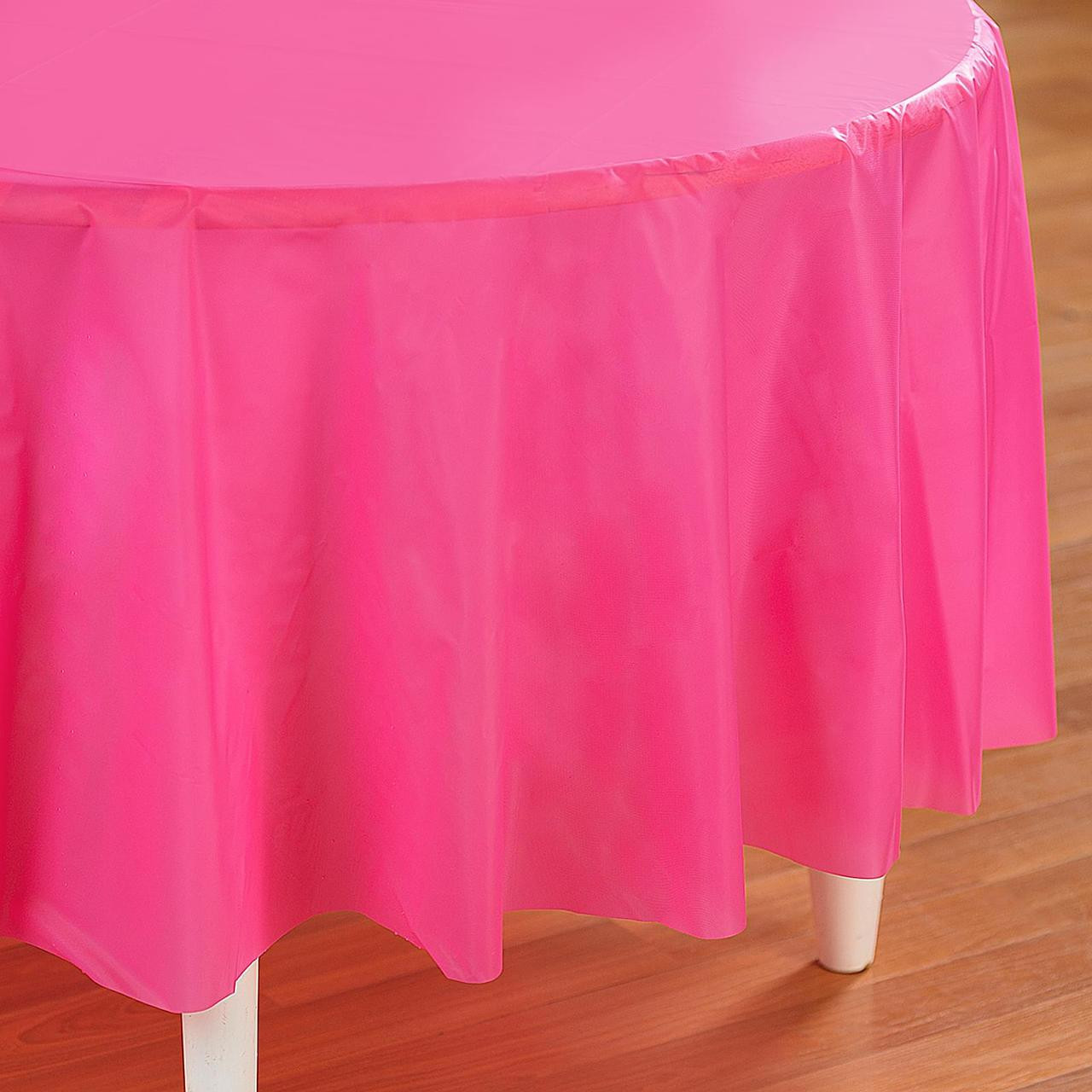Plastic Hot Pink Quatrefoil Table Cover 