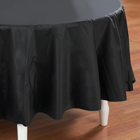Black Velvet (Black) Round Plastic Tablecover