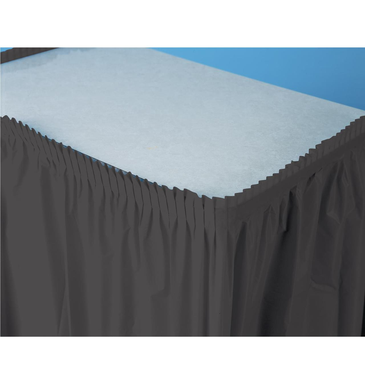 Creative Converting Plastic Table Skirt - 14 Feet Long, 29 Inches High, Black Check Pattern, Waterproof & Reusable - View #9