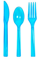 Neon Blue Plastic Cutlery