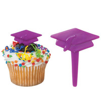 Graduation Cap Purple - Cake Picks