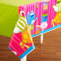 Topsy Turvy Tea Party Plastic Tablecover