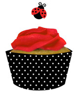 Ladybug Fancy Cupcake Wrappers with Picks