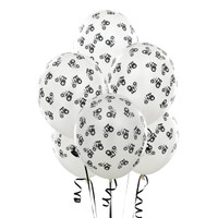 White with Black Tractors Matte Balloons