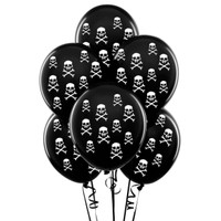 Black with White Skulls Matte Balloons