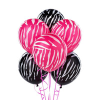 Black & Pink Zebra Print Latex Balloons