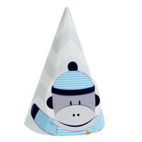Sock Monkey Blue Cone Hats (8)