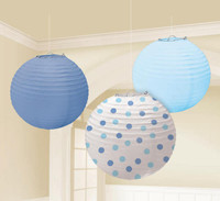 Blue Paper Lanterns Assorted (3)