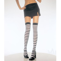 Black & White Stripe Thigh High Tights