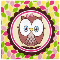 Look Whoo's 1 Pink Lunch Napkins