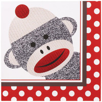 Sock Monkey Red Lunch Napkins
