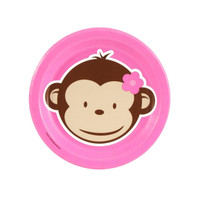 Pink Mod Monkey Dessert Plates